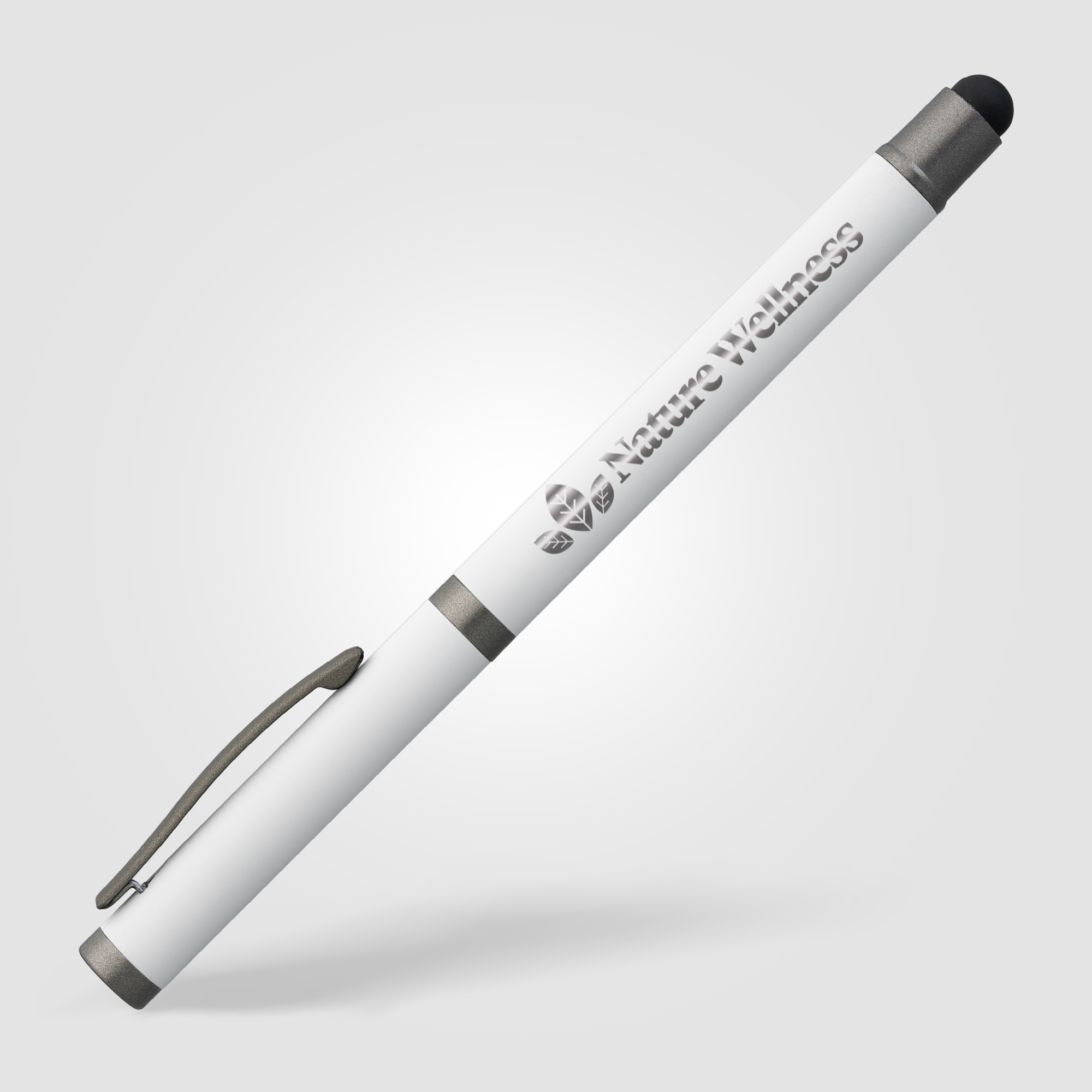 Stylo gel publicitaire stylet aluminium recyclé Bowie Blanc