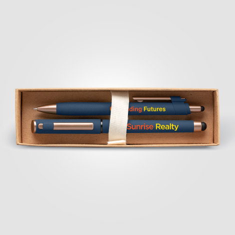 Coffret cadeau publicitaire stylos plastique recyclé finition bronze York