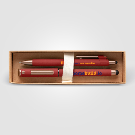 Coffret cadeau publicitaire stylos plastique recyclé finition bronze York