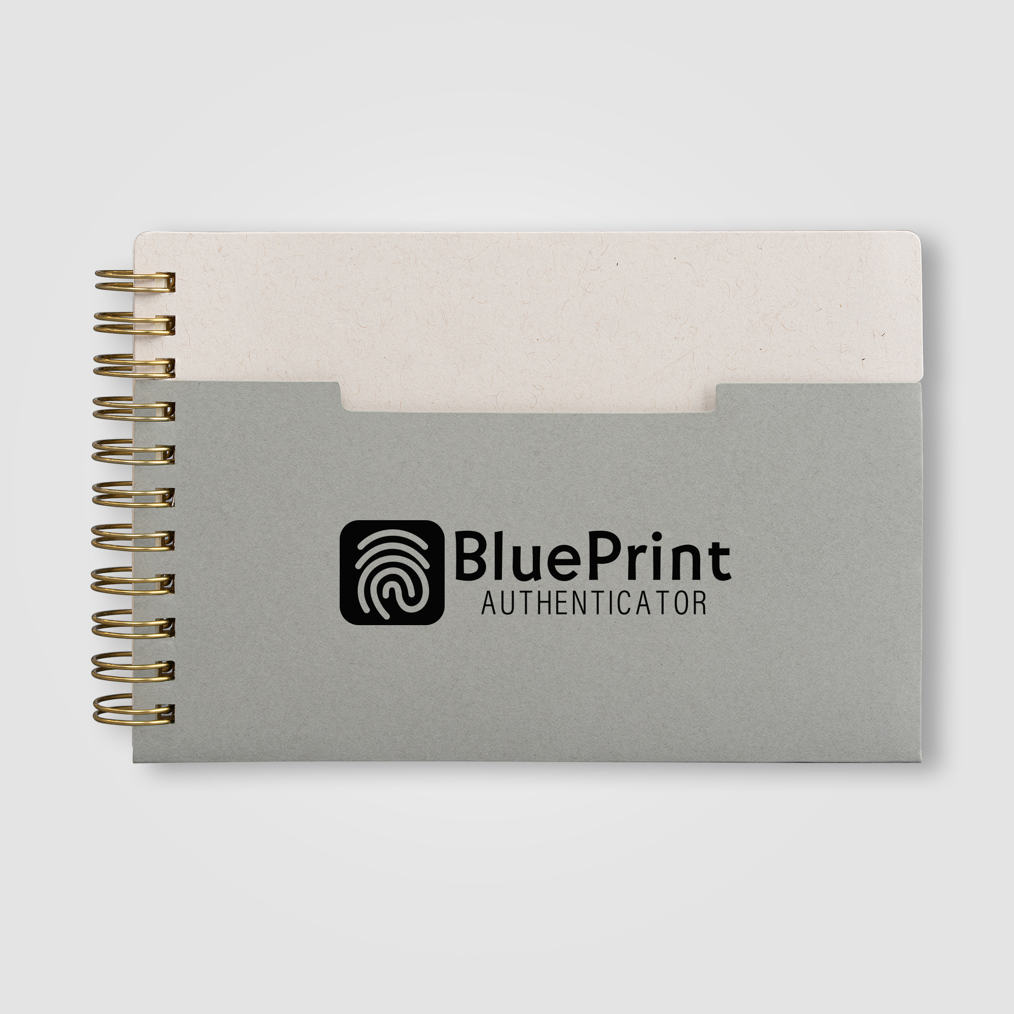 Carnet publicitaire A6 spirale coton recyclé pages horizontales Lino Gris