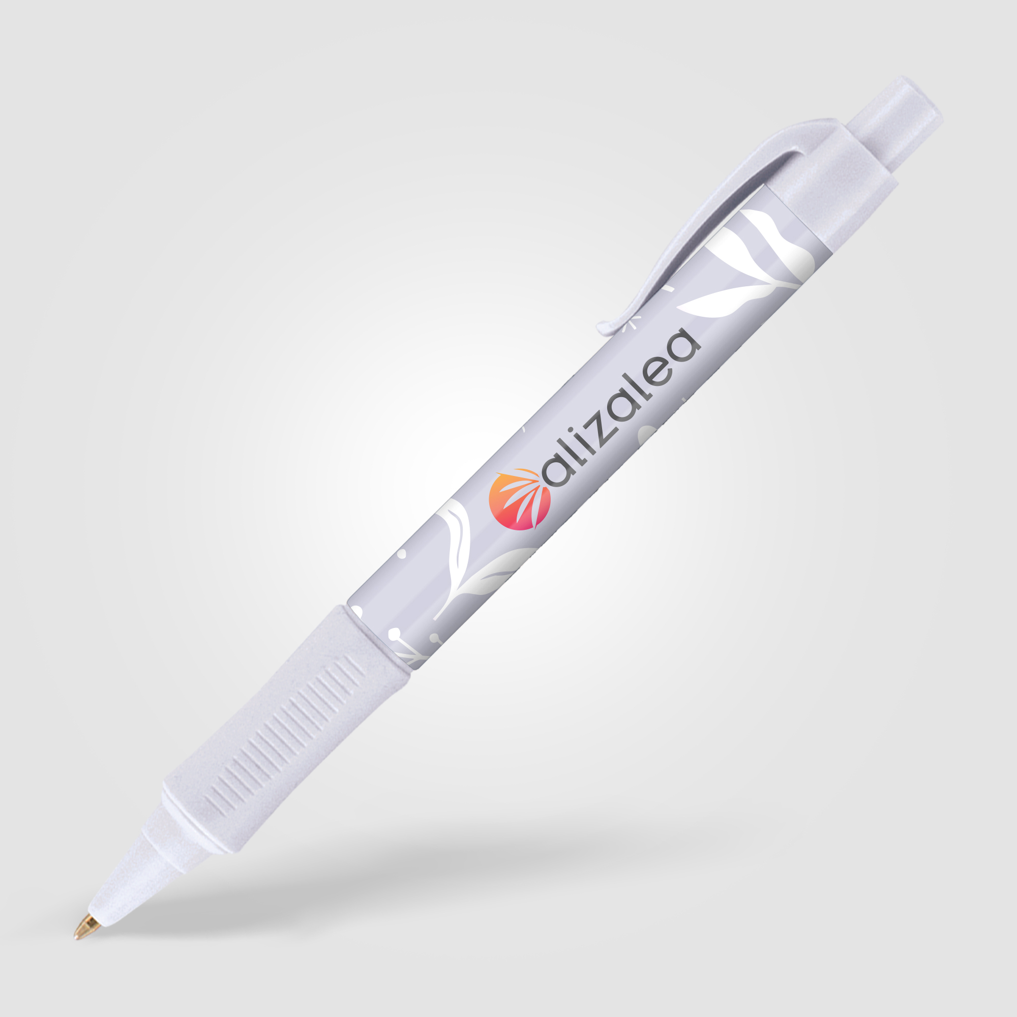 Stylo-bille publicitaire avec grip Hepburn Blanc