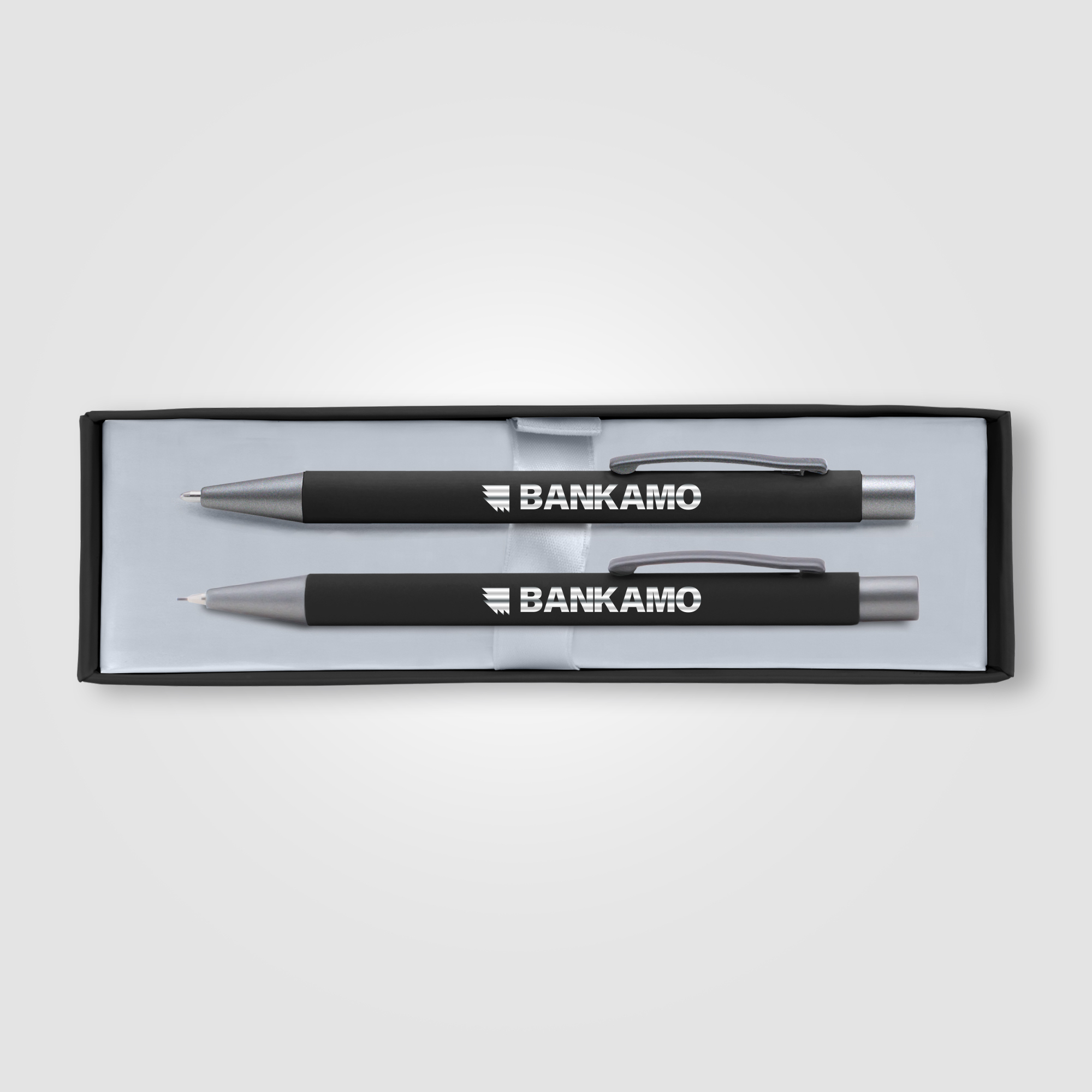 Set stylo-bille et porte-mines publicitaire Bowie Noir