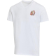 T-shirt unisexe blanc à col V présenté de face avec personnalisation visible sur la poitrine gauche.