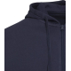 Zoom sur la capuche et le haut d’un sweat zippé recyclé sans marquage visible. Zoom sur la capuche et le haut d’un sweat zippé recyclé sans marquage visible.