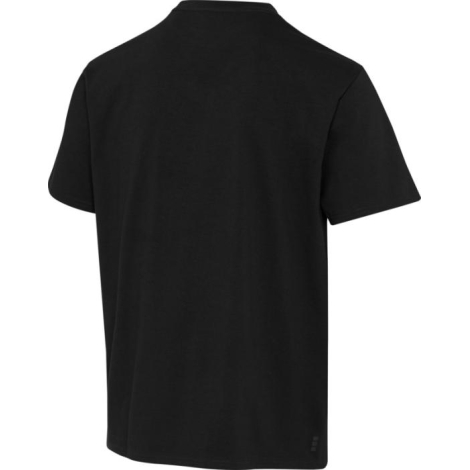Vue arrière d’un t-shirt oversize noir à manches courtes sans marquage visible.