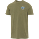T-shirt homme délavé kaki présenté de face avec personnalisation visible sur la poitrine gauche.
