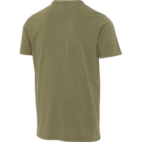 T-shirt homme délavé kaki à manches courtes présenté de dos, sans personnalisation apparente.