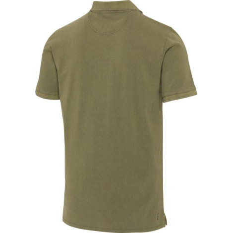Vue arrière d’un polo homme délavé présenté sans personnalisation apparente.