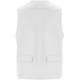 Gilet de travail blanc présenté de dos avec coupe droite et poches plaquées basses, sans personnalisation apparente. Gilet de travail blanc présenté de dos avec coupe droite et poches plaquées basses, sans personnalisation apparente.