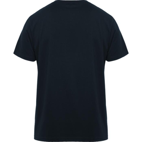 T-shirt homme bleu marine à manches courtes présenté de dos sans personnalisation apparente.