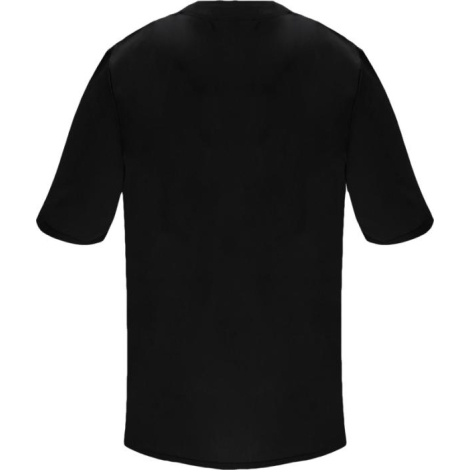 Haut de service unisexe noir présenté de dos avec manches courtes et coupe droite, sans personnalisation apparente.