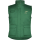 Gilet de travail vert à col montant présenté de face avec personnalisation visible sur la poitrine gauche. Gilet de travail vert à col montant présenté de face avec personnalisation visible sur la poitrine gauche.