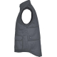 Vue latérale d’un gilet de travail gris à col montant sans marquage visible. Vue latérale d’un gilet de travail gris à col montant sans marquage visible.