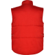 Gilet de travail rouge à col montant présenté de dos, sans personnalisation apparente. Gilet de travail rouge à col montant présenté de dos, sans personnalisation apparente.