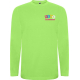 T-shirt enfant vert clair à manches longues présenté de face avec personnalisation visible sur la poitrine gauche. T-shirt enfant vert clair à manches longues présenté de face avec personnalisation visible sur la poitrine gauche.