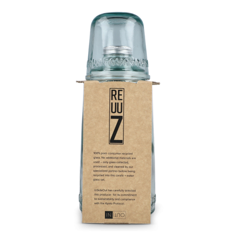 Packaging carton de l’ensemble carafe et verre présenté vu de dos, sans marquage apparent.