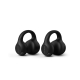 Deux écouteurs sans fil noirs à oreille ouverte présentés seuls, sans marquage apparent. Deux écouteurs sans fil noirs à oreille ouverte présentés seuls, sans marquage apparent.