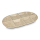 Plat de service compartimenté en céramique beige mouchetée, présenté sans personnalisation visible. Plat de service compartimenté en céramique beige mouchetée, présenté sans personnalisation visible.