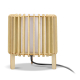 Lampe LED cylindrique en bois clair à structure ajourée verticale présentée de dos avec câble visible, sans personnalisation app Lampe LED cylindrique en bois clair à structure ajourée verticale présentée de dos avec câble visible, sans personnalisation app