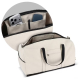 Vue rapprochée de l’intérieur du sac de voyage beige présenté ouvert avec compartiments de rangement visibles, sans marquage app Vue rapprochée de l’intérieur du sac de voyage beige présenté ouvert avec compartiments de rangement visibles, sans marquage app