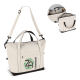 Sac de voyage beige avec détails noirs, poignées doubles et bandoulière réglable, personnalisé sur la poche avant zippée, accomp Sac de voyage beige avec détails noirs, poignées doubles et bandoulière réglable, personnalisé sur la poche avant zippée, accomp