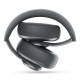 Casque audio over-ear gris replié, présenté sans marquage apparent. Casque audio over-ear gris replié, présenté sans marquage apparent.