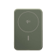 Vue arrière d’une batterie externe sans fil verte avec repère de charge magnétique visible, sans marquage apparent. Vue arrière d’une batterie externe sans fil verte avec repère de charge magnétique visible, sans marquage apparent.