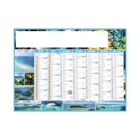 Calendrier bancaire publicitaire - EXOTIC