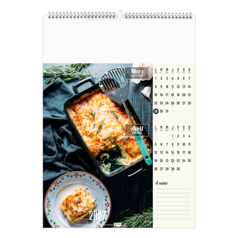 Calendrier illustré publicitaire - Plats et desserts