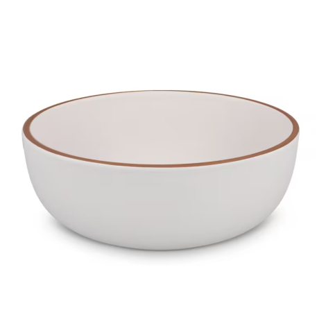 Bol beige clair avec bord contrasté présenté en vue latérale, sans personnalisation visible.
