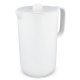 Vue de face d’une carafe blanche avec poignée et couvercle, présentée sans marquage visible. Vue de face d’une carafe blanche avec poignée et couvercle, présentée sans marquage visible.