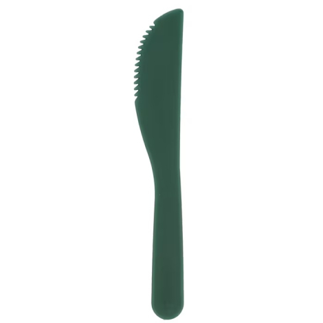 Couteau vert présenté seul, sans personnalisation apparente.
