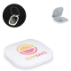 Miroir compact à LED présenté fermé avec marquage visible sur le dessus ; des vues secondaires montrent le miroir ouvert avec éc Miroir compact à LED présenté fermé avec marquage visible sur le dessus ; des vues secondaires montrent le miroir ouvert avec éc