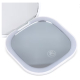Miroir compact ouvert avec éclairage LED allumé autour du miroir inférieur, sans personnalisation visible. Miroir compact ouvert avec éclairage LED allumé autour du miroir inférieur, sans personnalisation visible.