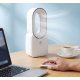 Ventilateur sans pales utilisé sur un bureau à côté d’un ordinateur portable et d’une tasse, sans marquage apparent. Ventilateur sans pales utilisé sur un bureau à côté d’un ordinateur portable et d’une tasse, sans marquage apparent.