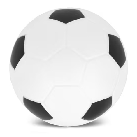 Vue de face d’un objet anti-stress football présentée sans marquage apparent.