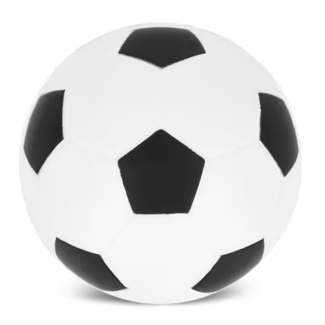 Autre angle du ballon anti-stress de style football, présenté sans personnalisation visible.