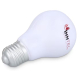 Lampe anti-stress en forme d’ampoule présentée couchée avec marquage visible sur une face du produit. Lampe anti-stress en forme d’ampoule présentée couchée avec marquage visible sur une face du produit.