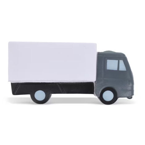 Vue latérale d’un objet anti-stress en forme de camion, sans personnalisation visible.