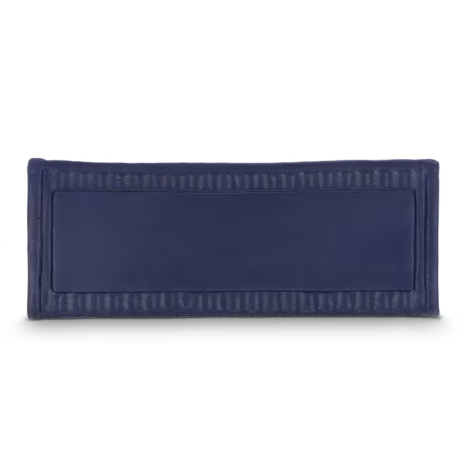 Bloc anti-stress bleu en forme de conteneur présenté sous un autre angle, aucune personnalisation apparente.