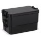 Lunch box double étage noire présentée fermée, sans personnalisation visible. Lunch box double étage noire présentée fermée, sans personnalisation visible.