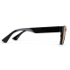 Branche noire de lunettes de soleil vue de profil, aucune personnalisation apparente.