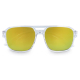 Vue rapprochée de la face avant de lunettes à monture transparente avec verres jaunes, aucune personnalisation apparente. Vue rapprochée de la face avant de lunettes à monture transparente avec verres jaunes, aucune personnalisation apparente.