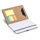 Carnet ouvert avec notes adhésives, poche de rangement intérieure et pages de prise de notes, présenté sans personnalisation vis Carnet ouvert avec notes adhésives, poche de rangement intérieure et pages de prise de notes, présenté sans personnalisation vis