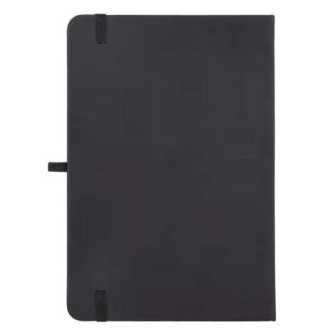 Vue arrière du carnet fermé en version noire avec absence de marquage apparent.