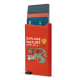 Porte-cartes bancaire RFID rouge à 5 compartiments avec plusieurs cartes partiellement insérées et personnalisation visible sur 