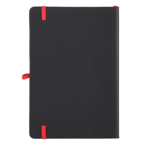 Vue de la face arrière du carnet fermé avec absence de personnalisation visible.