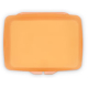 Vue de dessus d’un boîtier rectangulaire orange fermé, sans personnalisation visible sur la face supérieure.