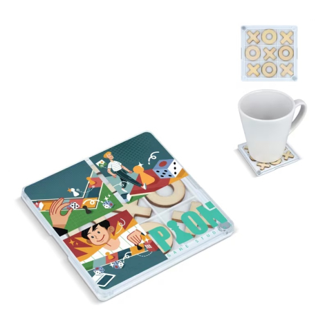 Sous-verre personnalisable jeu de morpion Tic-Tac-Toe