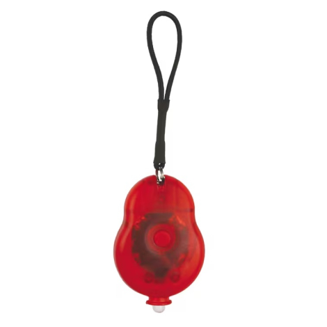 Lampe arrière rouge avec dragonne de fixation présentée seule et sans personnalisation visible.